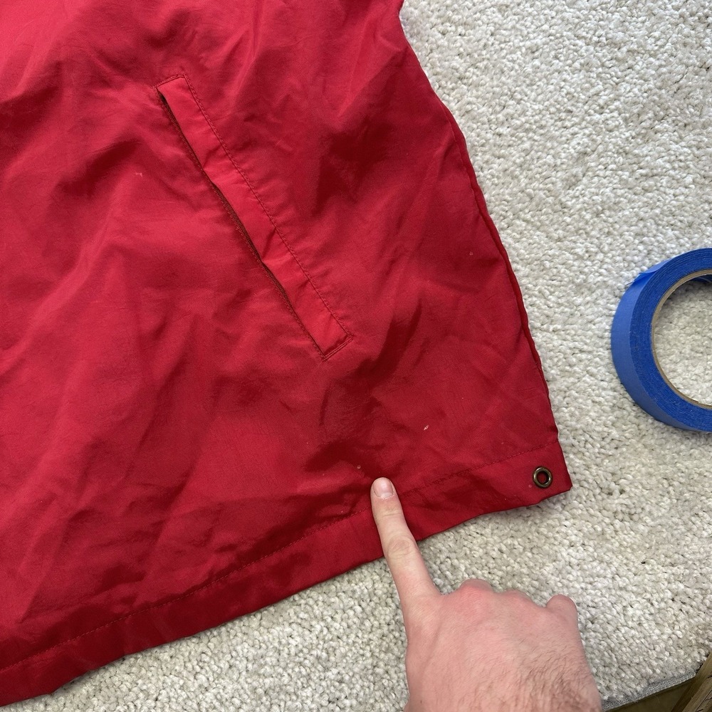 Vintage 90s Champion Nylon V-Neck Pullover Men's L Red Logo Windbreaker - Picture 7 of 11